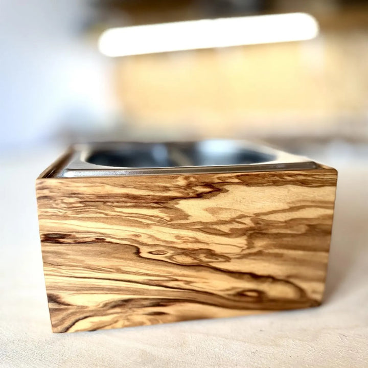 Knock Box - stainless steel and olivewood/walnut